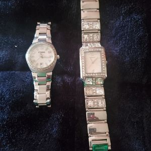 Fossil watch with square face.